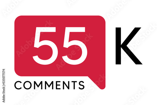 55K Comment banner template Vector illustration. Social Media Text. Amazing red color symbol on a white background