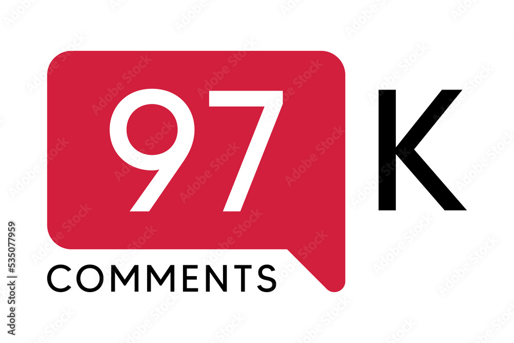 97K Comment banner template Vector illustration. Social Media Text. Amazing red color symbol on a white background