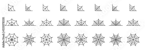 Spiderweb icon set. Cobweb icon collection. Spider s web icons.