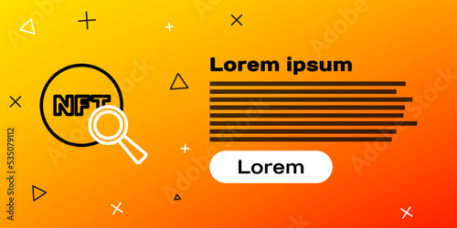 Line Search NFT icon isolated on yellow background. Non fungible token. Digital crypto art concept. Colorful outline concept. Vector