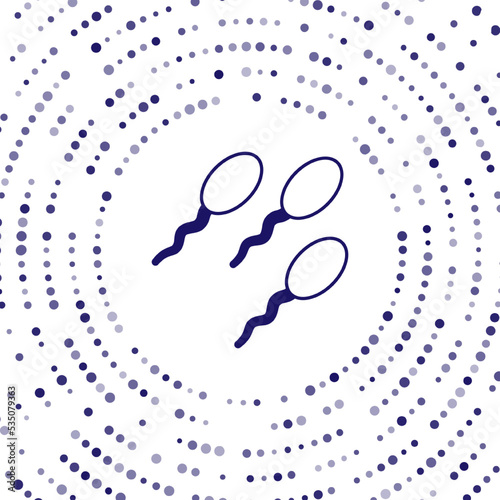 Blue Sperm icon isolated on white background. Abstract circle random dots. Vector