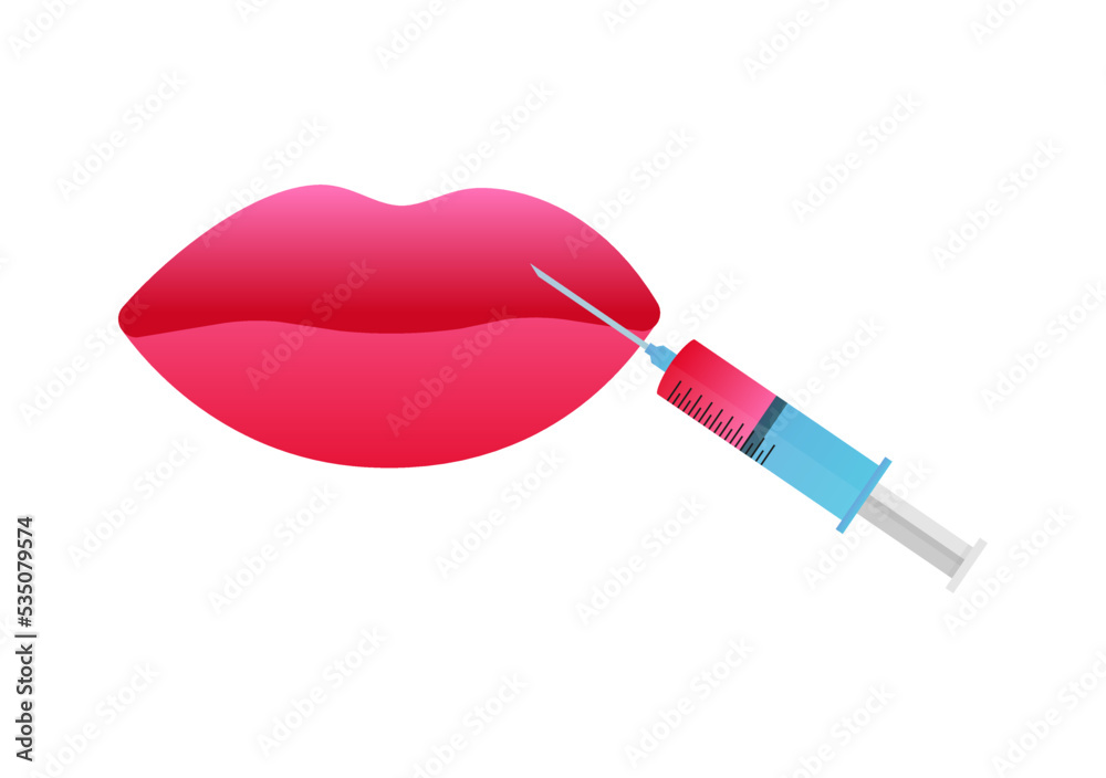 Botox or hyaluronic acid injection. Contour plastic. Vector stock illustration.