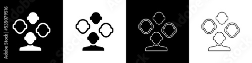 Set Schizophrenia icon isolated on black and white background. Vector
