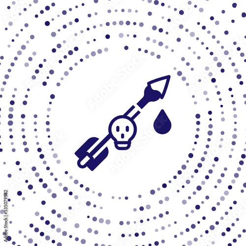 Blue Poison on the arrow icon isolated on white background. Poisoned arrow. Abstract circle random dots. Vector