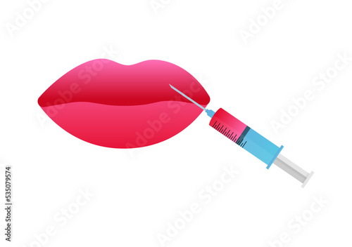 Botox or hyaluronic acid injection. Contour plastic. Vector stock illustration.