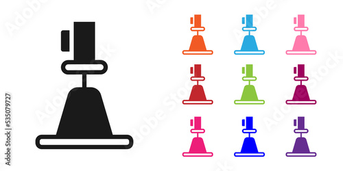 Black Tacheometer, theodolite icon isolated on white background. Geological survey, engineering equipment for measurement and research. Set icons colorful. Vector