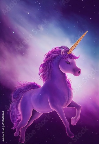 Fabulous unicorn against the starry sky