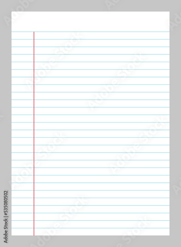 Striped notebook paper. Notebook lined paper grey background.