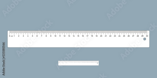 30 centimeter flat scale ruler vector illustration. Metric precision measuring instrument. 300 mm. accurate printable ruler design. 