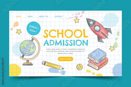 watercolor back school landing page template vector design illustration