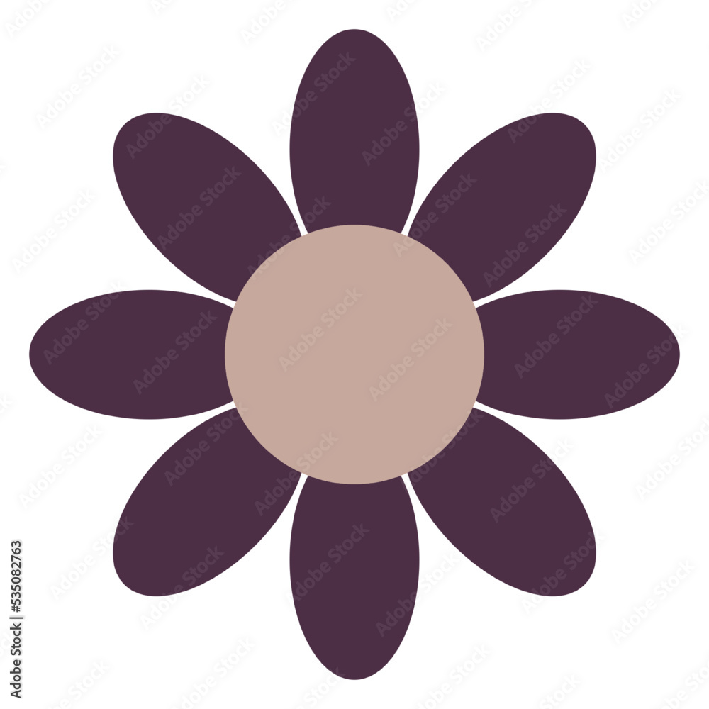 Flower in retro groovy style on a white background. Vector illustration Flower in retro groovy style on a white background. Vector illustration