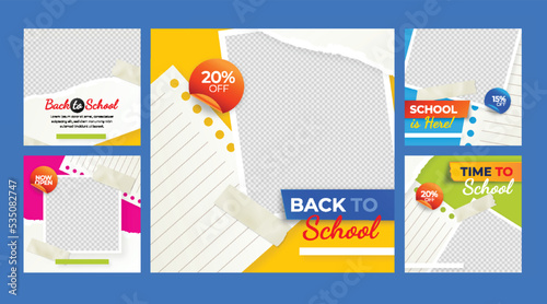 realistic back school banners collection vector design illustration