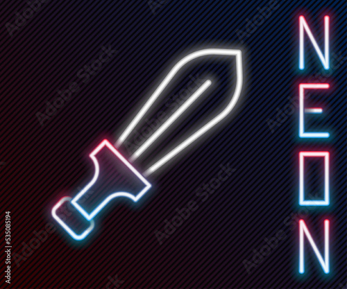 Glowing neon line Sword toy icon isolated on black background. Colorful outline concept. Vector