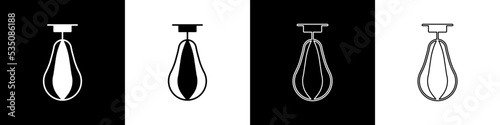 Set Punching bag icon isolated on black and white background. Vector