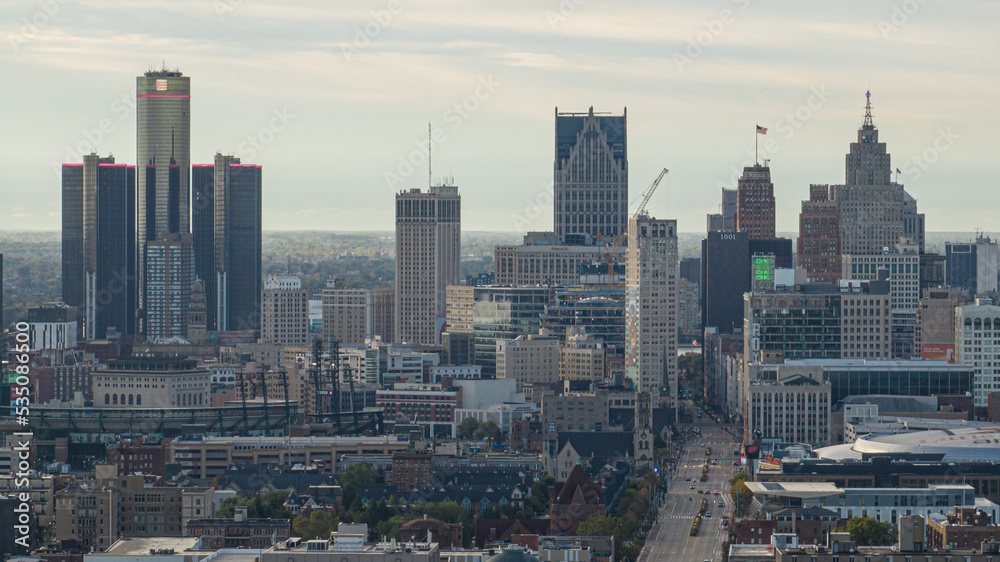 Detroit Skyline Top of Sky Scrapers 