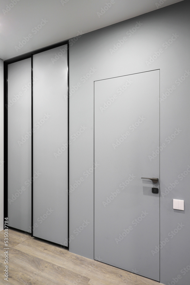 Sliding wardrobe and interior door in the apartment