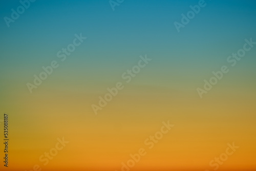 Gradient on the evening sky yellow blue color, beautiful copy space background