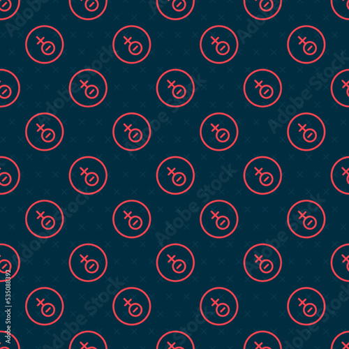 Red line Venus symbol icon isolated seamless pattern on black background. Astrology, numerology, horoscope, astronomy. Vector