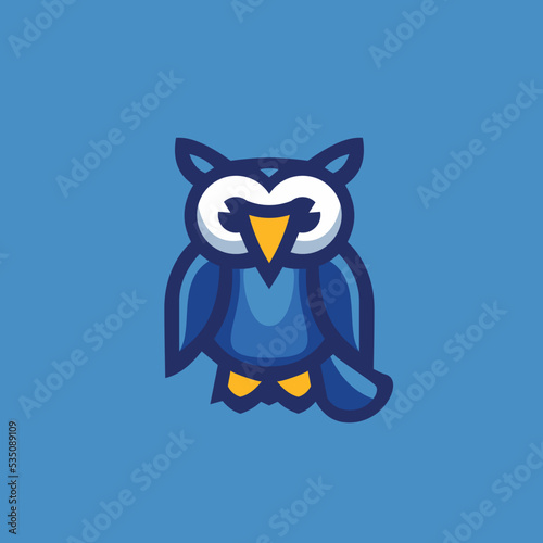 Wise Owl character mascot logo branding  for teaching  learning app or service. Clean vector illustration design.