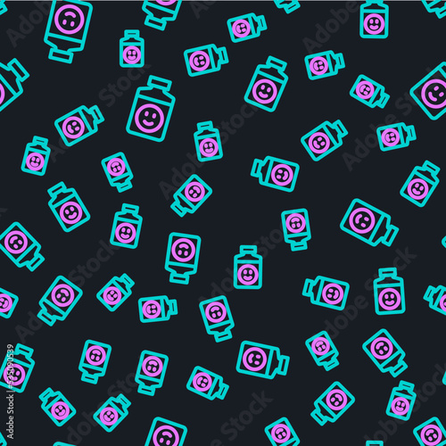 Line Antidepressants icon isolated seamless pattern on black background. Vector