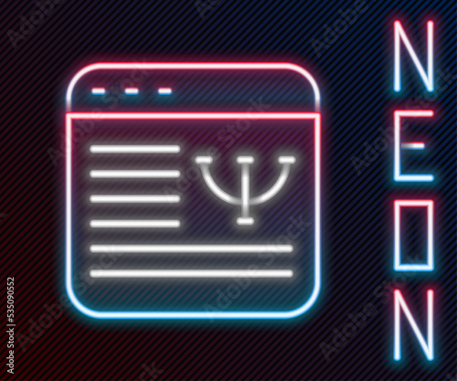 Glowing neon line Online psychological counseling distance icon isolated on black background. Psychotherapy, psychological help, psychiatrist online consulting. Colorful outline concept. Vector