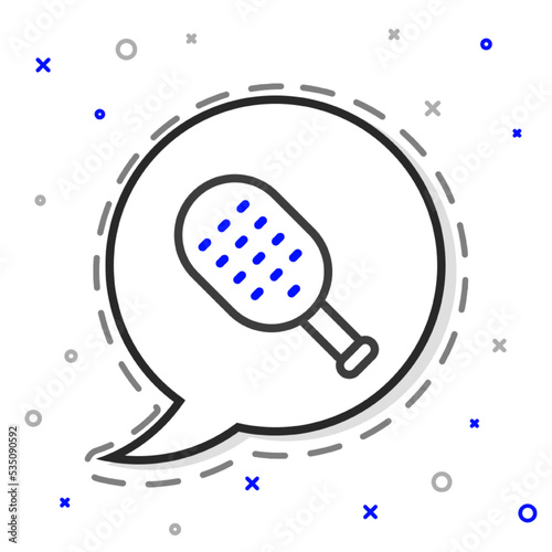 Line Sauna brush icon isolated on white background. Wooden brush with coarse bristles for washing in the bath. Anti cellulite massage. Colorful outline concept. Vector