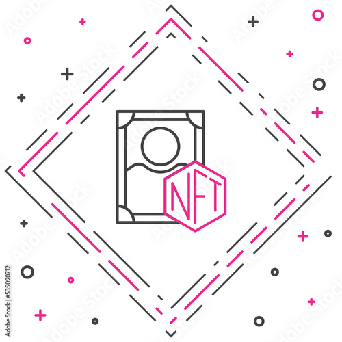 Line NFT Digital crypto art icon isolated on white background. Non fungible token. Colorful outline concept. Vector