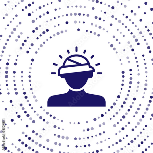 Blue Concussion, headache, dizziness, migraine icon isolated on white background. Abstract circle random dots. Vector