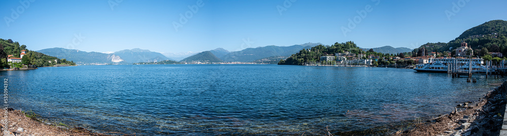 Extra wide view of the Gulf of Laveno in the Lake Maggiore