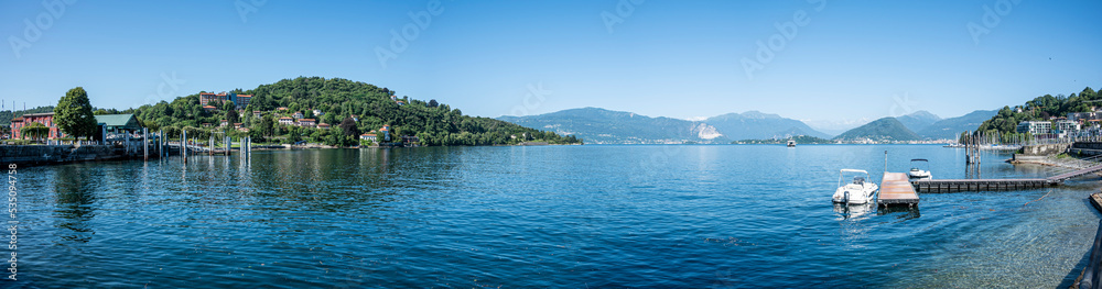 Extra wide view of the Gulf of Laveno in the Lake Maggiore