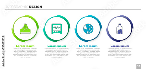 Set Volcano, Seismograph, Earth core structure crust and Ore mining. Business infographic template. Vector