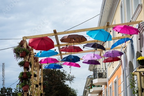 Wallpaper Mural Rows of colorful umbrellas floating in air Torontodigital.ca