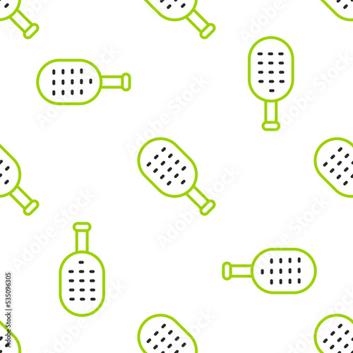 Line Sauna brush icon isolated seamless pattern on white background. Wooden brush with coarse bristles for washing in the bath. Anti cellulite massage. Vector