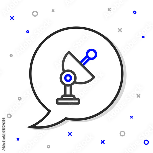 Line Radar icon isolated on white background. Search system. Satellite sign. Colorful outline concept. Vector