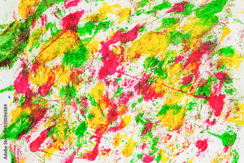 Abstract hand drawn textured background with haotic mixed colorful spots and splashes