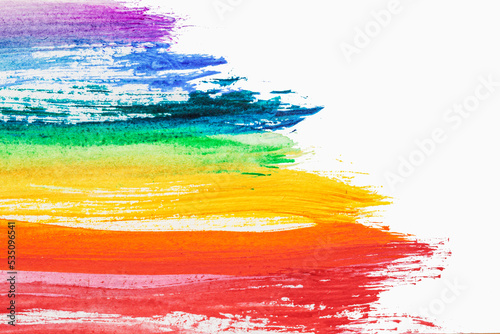 Abstract watercolor stains, colorful bright colors on white background, rainbow colors