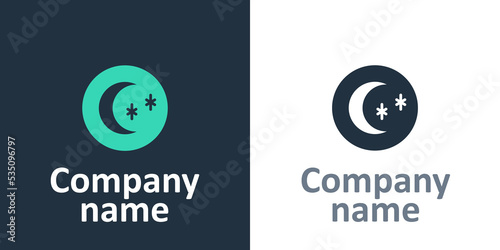 Logotype Moon and stars icon isolated on white background. Cloudy night sign. Sleep dreams symbol. Full moon. Night or bed time sign. Logo design template element. Vector