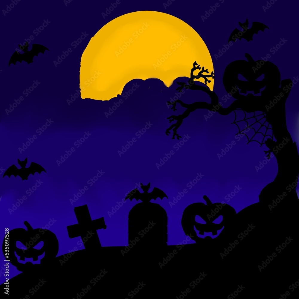 ilustración de Halloween con decoraciones para Halloween.