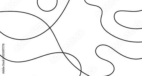 Curve waves pattern. Thin line wavy abstract background. Line art striped graphic template. Vector illustration.