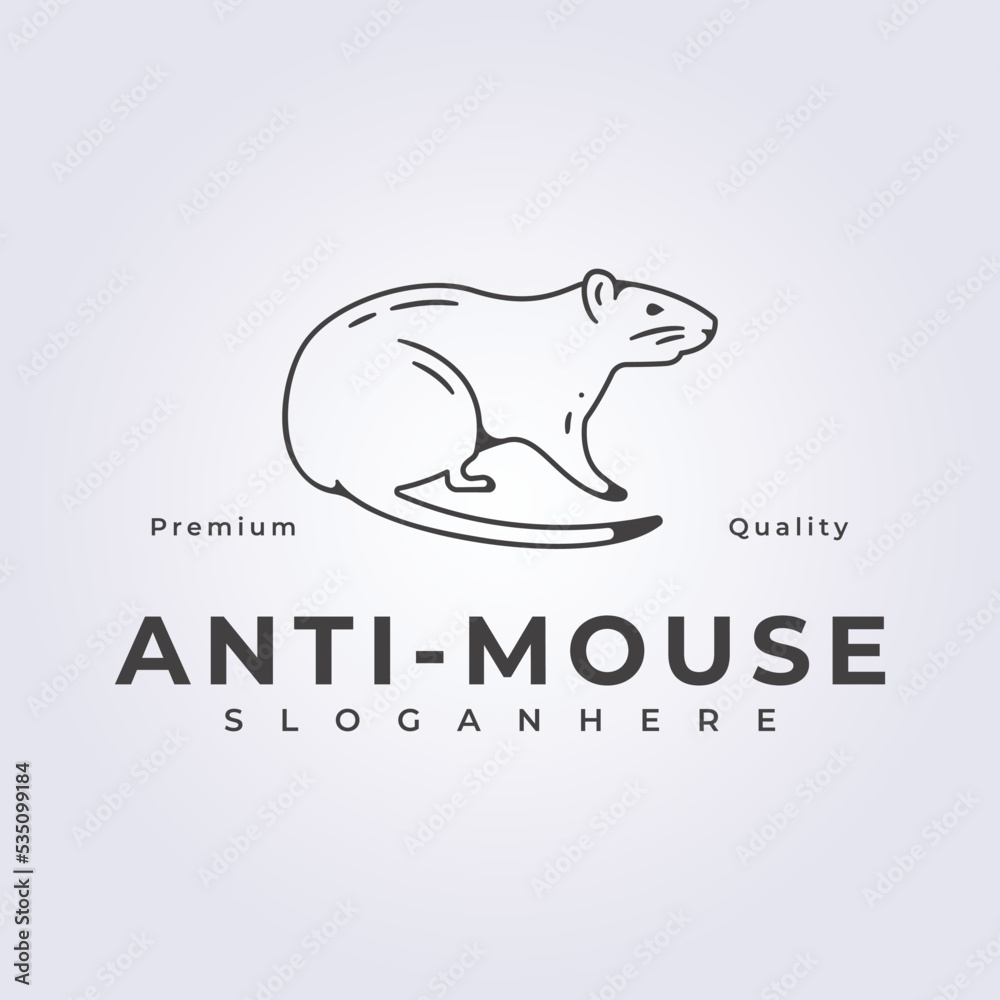 anti-mouse pest control logo vector illustration design line outline style