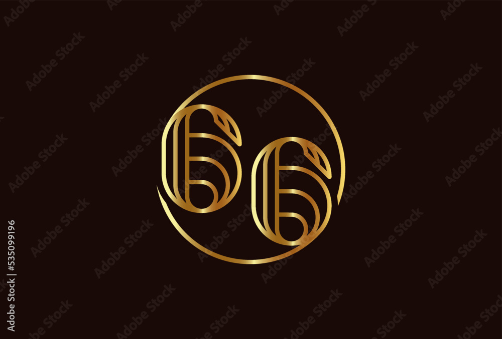 Number 66 Logo, Number 66 monogram line style inside circle can be used for birthday and business logo templates, flat design logo, vector illustration