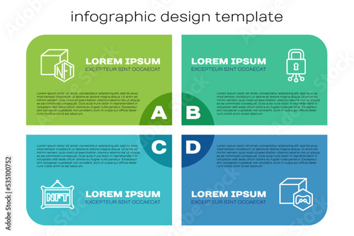 Set line NFT Digital crypto art, and Cyber security. Business infographic template. Vector