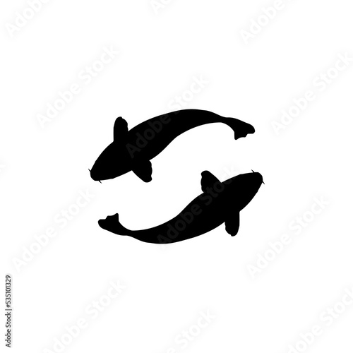 Koi Fish Icon Vector or Koi Fish Japan Logo Vector on White Background. Koi fish japanese icon vector element. Fish koi icon or symbol vector image.