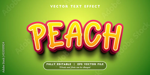 Text effects 3d peach, editable text style