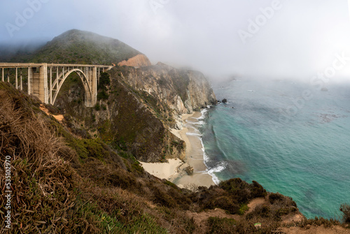 Foggy day on the Big Sur coast, California