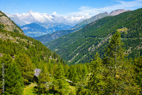 Scenic view from the Simplon pass in Switzerland