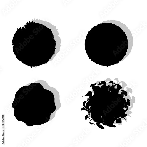 voluminous brush circles. Shape background. Ink paint brush stain. Vector illustration. Stock image.