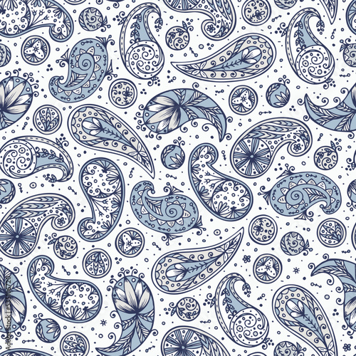 Abstract floral seamless pattern. Hand drawn doodle Paisley. Oriental patterns