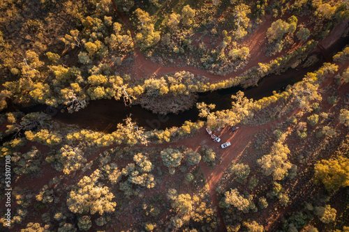 Aerial view camping beside Kolgan Creek photo