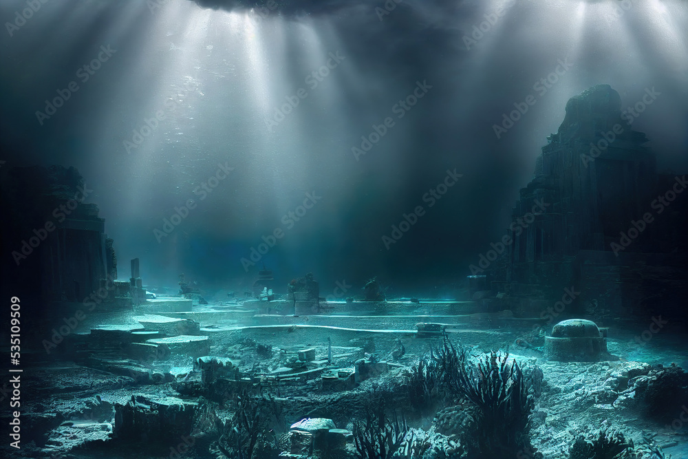 custom made wallpaper toronto digitalancient underwater city, ocean scene, atlantis , fantasy background wallpaper